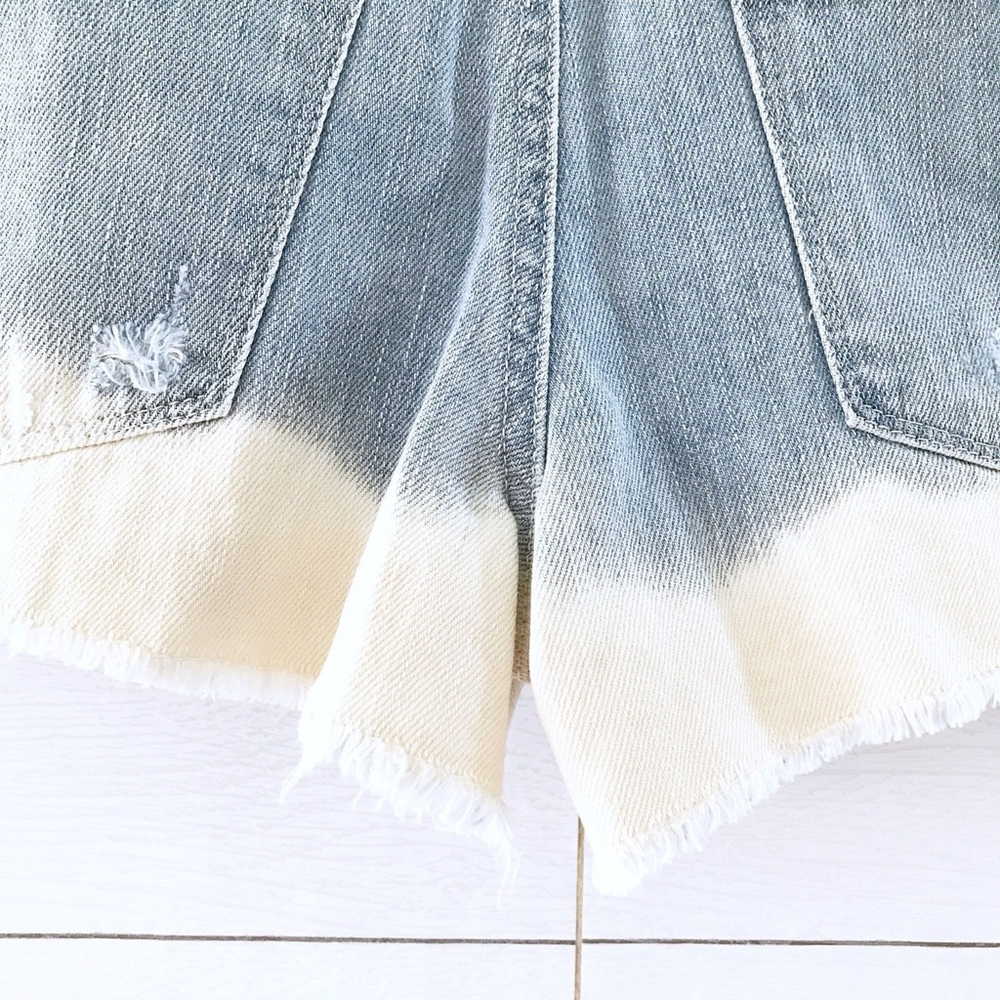 Jessica Simpson Blue Dip Dye Fray Ace Denim Shorts - Picture 8 of 8